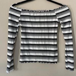 Off the Shoulder Striped Shirt
